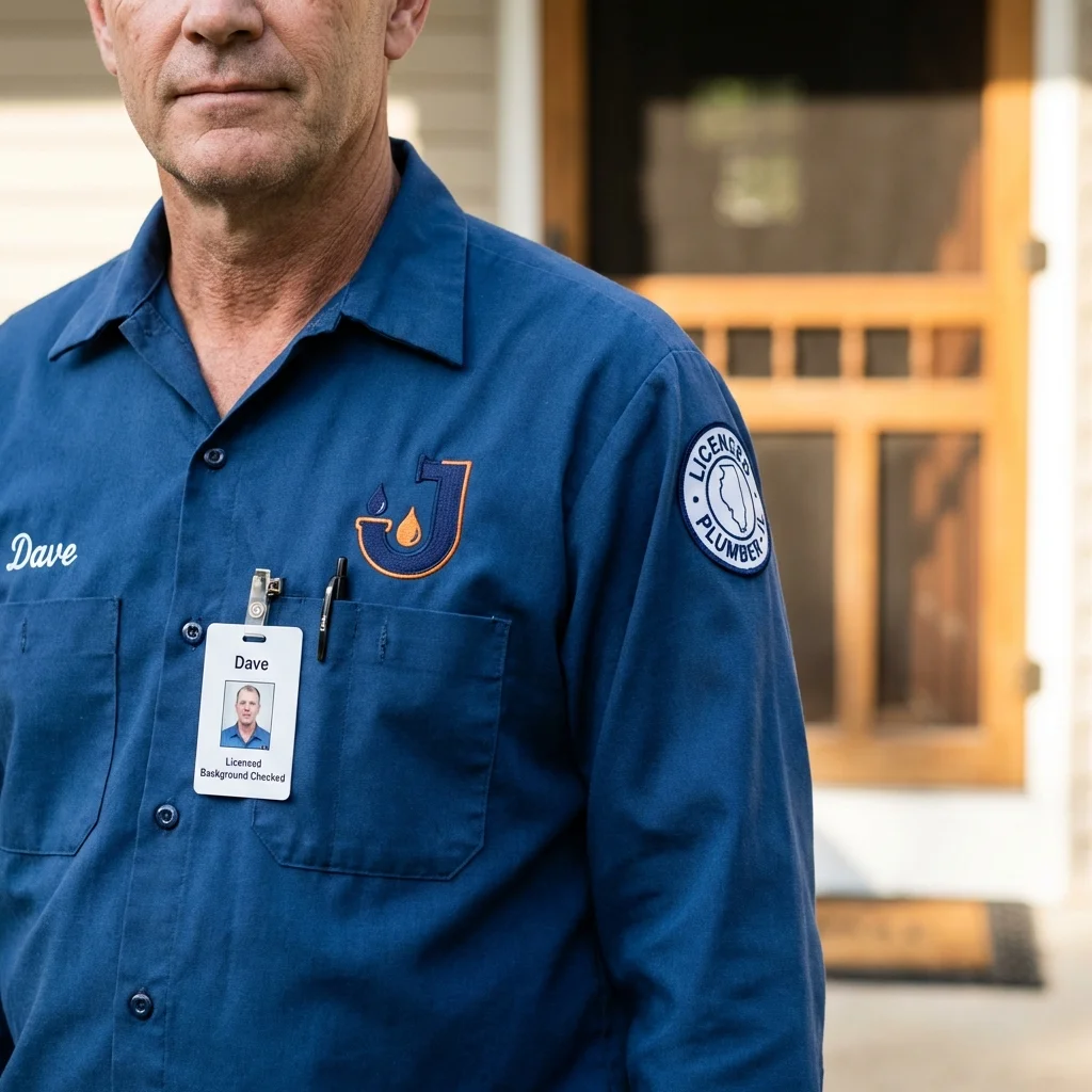 Licensed plumber showing ID badge in Portland, TN
