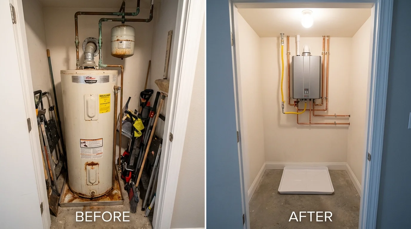Tank water heater versus wall-mounted tankless unit comparison for Portland, TN homeowners